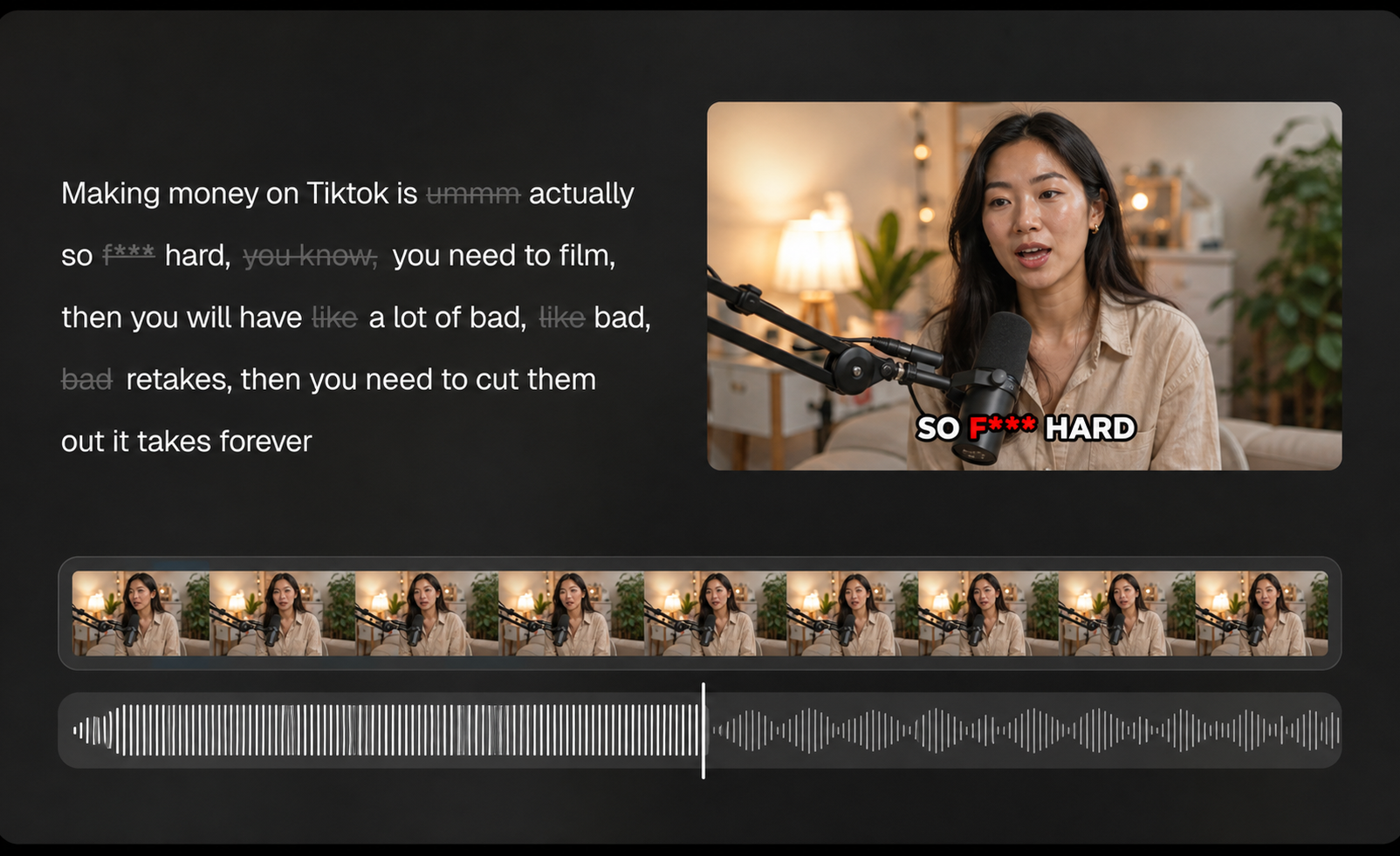 YapCut AI Enhance editing timeline preview