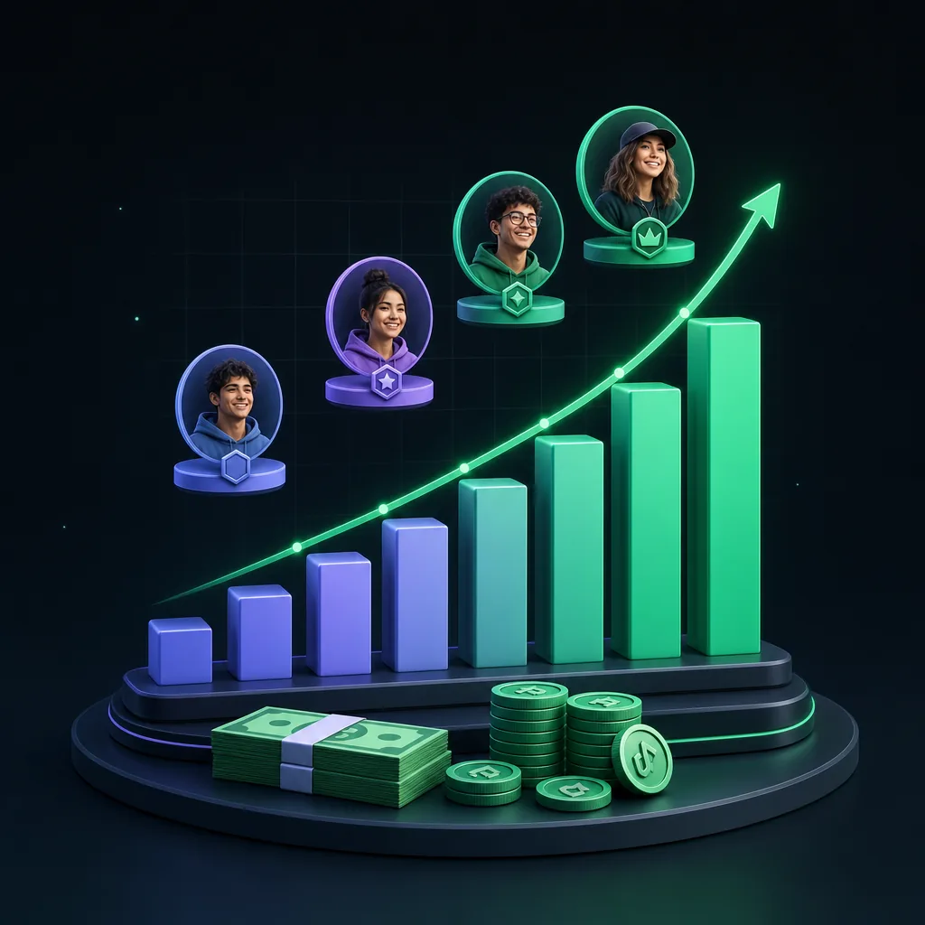 Income tier breakdown showing typical monthly earnings ranges by follower count for TikTok Shop affiliates